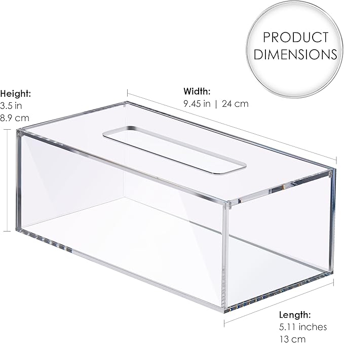 Clear Tissue Box, Acrylic Facial Tissue Box Holder Rectangular Bathroom Tissue Holder, Modern Tissue Dispenser Decorative Box, Tissue Holders | Use with Tissues Only- Original Box Will Not Fit