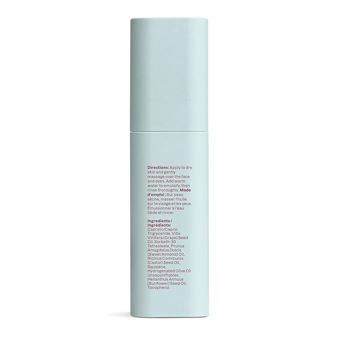 ATTITUDE Cleansing Oil, Makeup Removing Face Cleanser with Squalane & Castor Oil for Soft, Hydrated Skin, EWG Verified, Vegan, Unscented, 3.4 Fl Oz