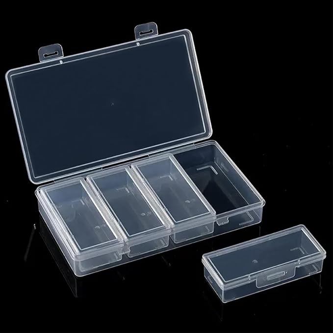 Cotton Swab Holder for Travel, 4 in 1 Portable Small Dental Floss Holder, Travel Floss Picks Case with Dustproof Lid, Clear Plastic Small Travel Containers for Cotton Bud Hair Ties