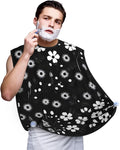 Black And White Marble Texture Print Beard Bib Shaving Apron, Beard Hair Trimming Cape Gift For Dad