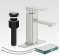 Bathroom Faucets, Bathroom Sink Faucet with Pop-up Sink Drain Stopper & Deck Plate 1 or 3 Hole, Single Handle Modern Farmhouse RV Faucet, Brushed Sealing Glaze
