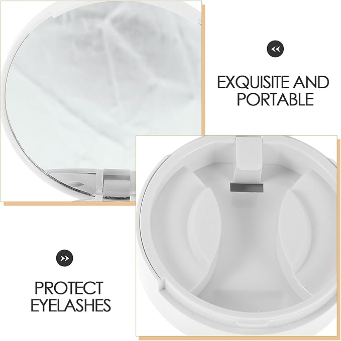Healifty Eyelash Storage Case with Mirror and Lash Tweezer Holder, False Eyelash Organizer Box for Travel and Daily Makeup, White Integrated Compact Lash Extension Container for Women