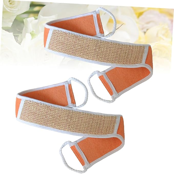 2pcs Exfoliating Bath Bands Natural Cotton Linen Back Scrubber Strap for Deep Cleansing for Shower Spa Removes Dead Skin for Smooth Skin Orange