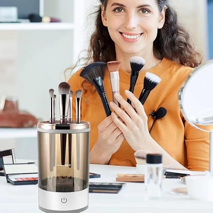 Makeup Brush Cleaner,Electric Makeup Brush Cleaner Machine for Deep Cleaning,Automatic Spinning Cosmetic Brush Cleaner for All Size Makeup Brush