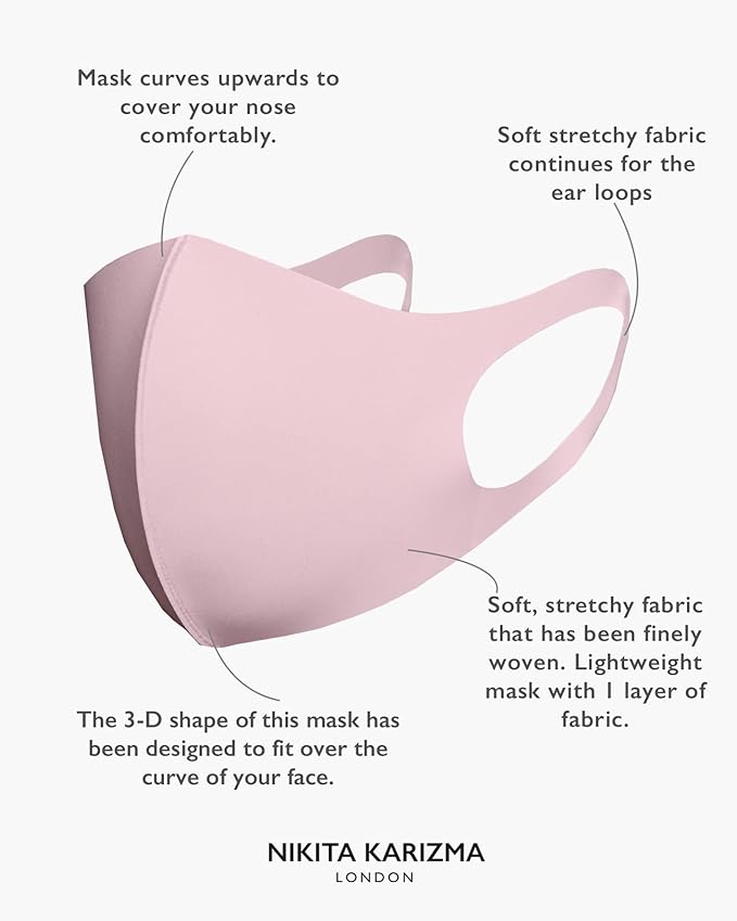 KARIZMA Styling Essentials Cloth Face Mask. 4 Buttery Soft Masks Washable Fabric. (Classic) Pink, Soft Grey, Blue and Black Face Mask Reusable. Fabric Face Mask 4 Pieces