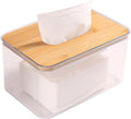 Acrylic Tissue Box Cover, Bamboo Dryer Sheet Holder, Wooden Rectangular Dryer Sheet Dispenser for Storage on Bathroom Vanity, Countertop, Bedroom Dresser