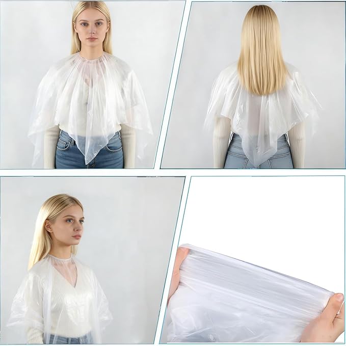 50Pcs Disposable Waterproof Capes, Hair Cutting Cape,Hair Color Cape Disposable Hair Salon Capes for Hair Stylist, Hair Dye and Styling Bibs for Hairdresser Artist Clients