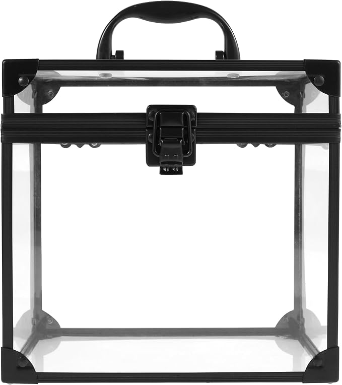 Makeup Box,Clear Cosmetic Case with Latches and Handle Large Capacity Toiletry Organizer Box Travel Makeup Tools for Vanity Bathroom Counter Dresser(black)