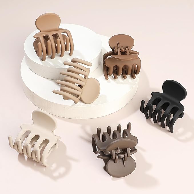 6 Pcs Hair Clips Small Claw Clips for Thin Hair Medium Matte Non-slip Hair Accessories for Women and Girls (Coffee Brown)