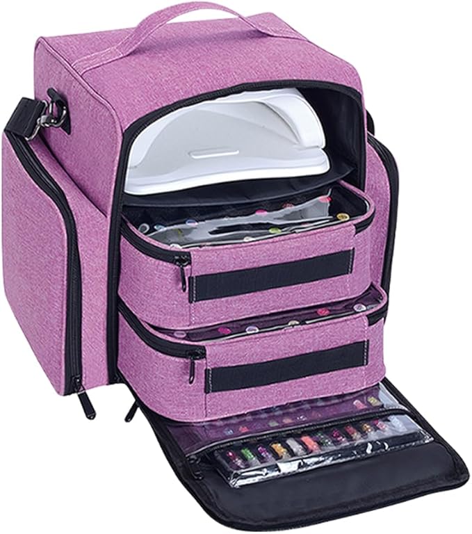 Nail Polish Organizer Holds 60 Bottles and a Nail Lamp,Portable Travel Case with 2 Removable Bags and Tools Storage Pockets Purple