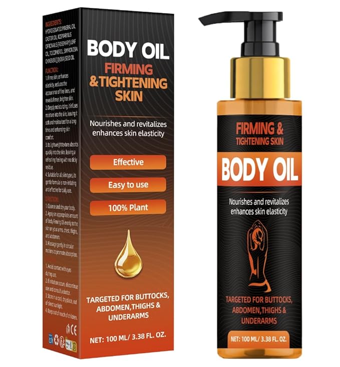Body Firming Oil 3.38 FL OZ, After Shower Body Oils for Women, Skin Tightening and Hydrating Treatment for Arms, Legs, Stomach and Full Body, Deep Moisturizing Body Care That Plumps