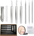 8 Pcs Titanium Alloy Pimple Popper Tool Kit, Pimple Extractor Comedone Extractor Tool, Blackhead Extractor Acne Tools for Face Blemish Whitehead Removal with 20 Alcohol Pads & 10x Magnifying Glass