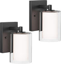Wall Sconces Set of Two: Bathroom Sconce of 2, Black Vanity Fixtures with Double Clear Glass Shade, E26 Base Hardwired Farmhouse Wall lights for Bedroom Living Room Bathroom (Bulb not included)