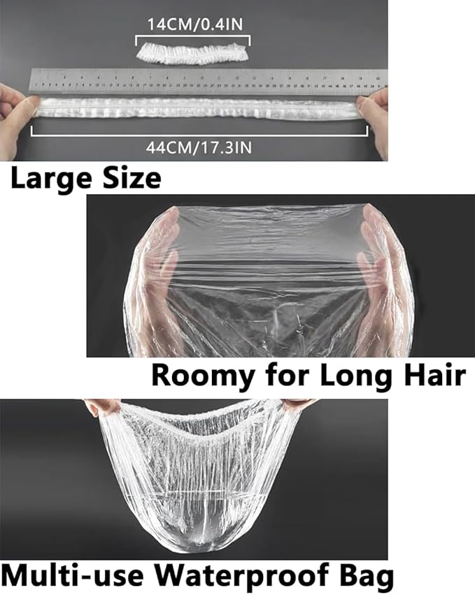 Aquior Shower Cap Disposable,30 PCS Bath Caps Large Thick Clear Waterproof Plastic Elastic Hair Bath Caps for Women Deep Conditioning Hair Care Hotel Travel Essentials Accessories Cleaning Supplies