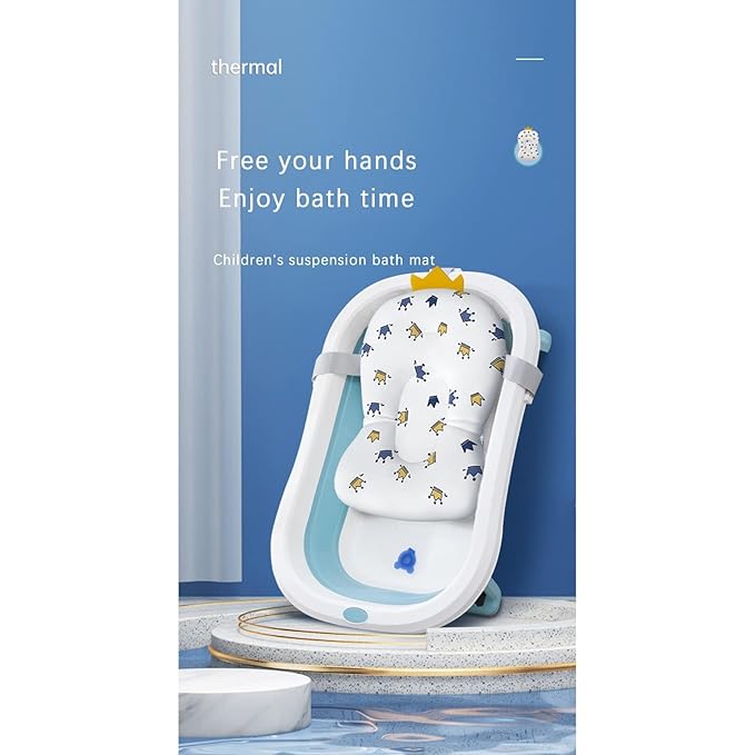 Baby Bath Cushion Pad Newborn Bathtub Mat Infant Bath Supporter Net Baby Bathtub Pillow Non-Slip Floating Bathing Tub Seat (White Star, 28cm*43cm*26cm)