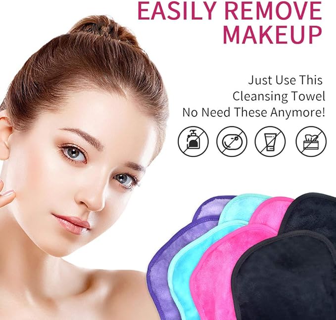 UWEME Makeup Remover Cloths 4 Count: Microfiber Reusable Fast Drying Washcloth, Face Towels for Women