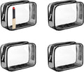 Clear Makeup Bag (4 Packs), Small TSA Approved Toiletry Bags for Traveling Small Size Cosmetic Storage Pouches for Women Organizer with Zipper Black