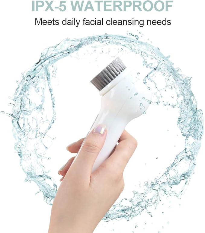 Face Scrubber Exfoliator, TOUCHBeauty Upgraded Rechargeable Electric Facial Cleansing Brushes with 3 Brush Heads,360° Spin Rotation for Exfoliating, Massaging and Deep Cleansing, Waterproof