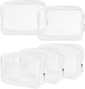Wobe 5 Packs Clear Cosmetics Bag TSA Approved, PVC Zippered Toiletry Carry Pouch Portable Makeup Bag for Vacation Travel, Bathroom and Organizing Waterproof Makeup Vinyl Case (Large, White)