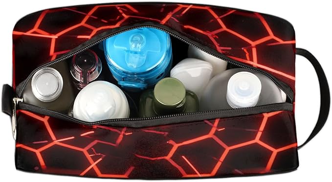 Futuristic Style American Football Toiletry Bag for Men Women, Cosmetic Makeup Bag with Handle, Travel Shaving Kit Organizer, Waterproof Portable Wash Bag for Gym Vacation Camping Sports