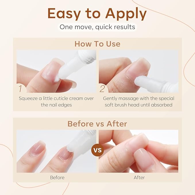 modelones Cuticle Cream, Ultra-Hydrating Nail Care for Damaged Nails Organic Jojoba Oil Vitamin E, Cuticle Non-greasy Dry Cracked Cuticles 15ML