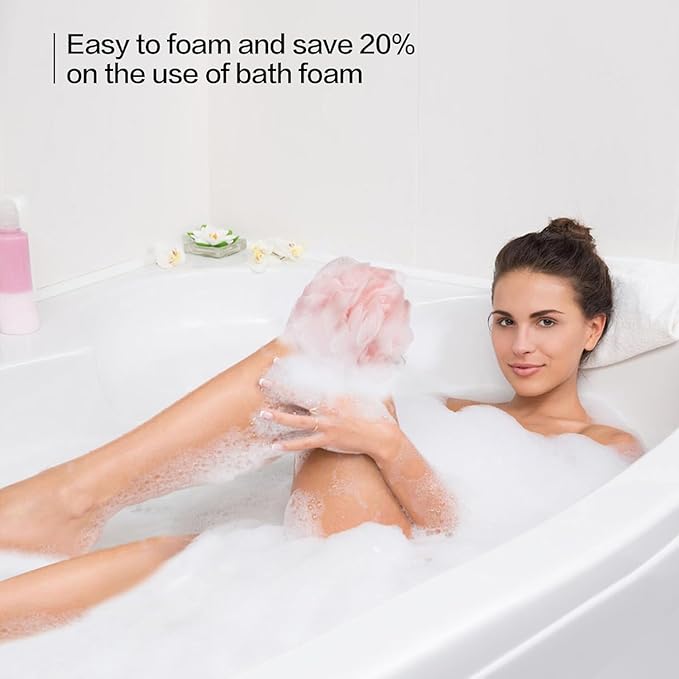 Fishent Loofah Bath Sponge, 4 Pack 70g Shower Loofahs Soft Mesh Pouf Shower Puffs Loofa Exfoliating Body Scrubber Ball for Men and Women