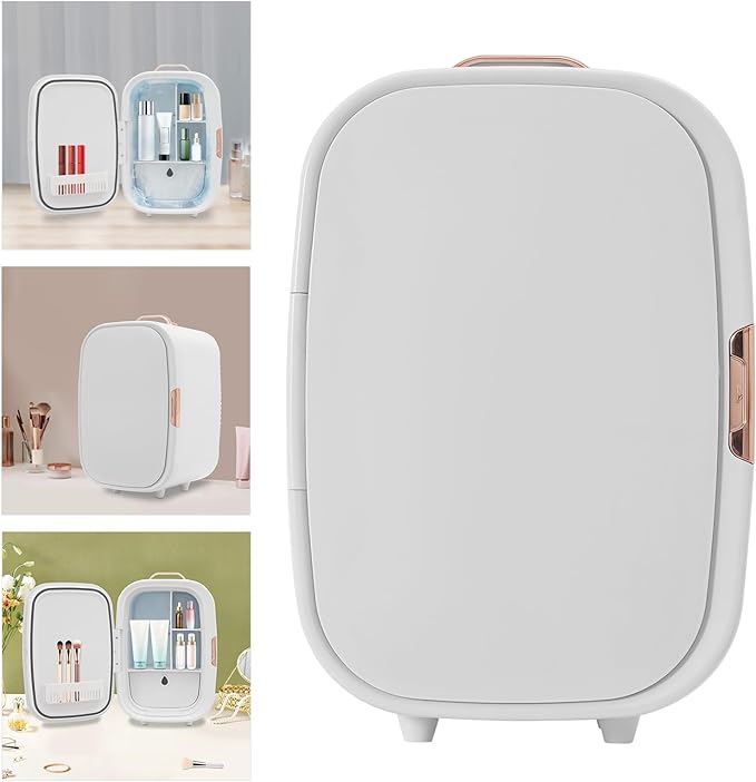 12L Skincare Fridge for Bedroom, Portable Mini Fridge with AC/DC Cords, Quiet Beauty Fridge Cooler and Warmer, Compact Skincare Fridge for Makeup Cosmetics Travel & Car (White)