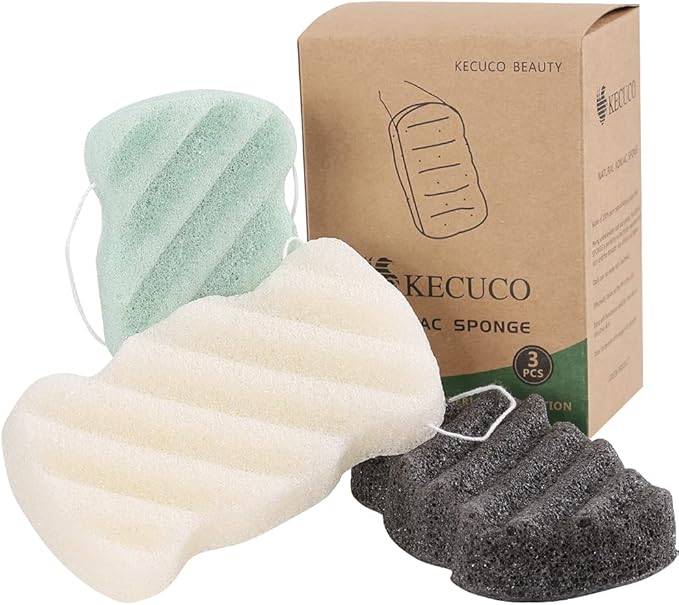 3 Pcs Konjac Bath Sponge for Kids, Babys, Infant, Toddler, 100% All Natural KONJAC Shower Body Sponges, 3 Colors and Extra Large Size, Safe for Oily, Dry, Combination or Sensitive Skin