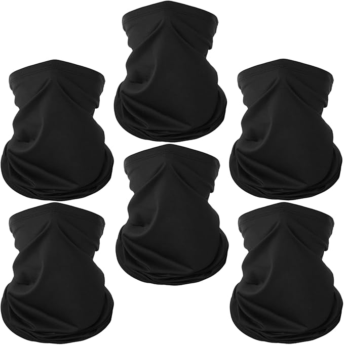 6 Pack Neck Gaiter Balaclava Bandana Gator Face Mask Scart Cover Breathable Sun Protection Headwear for Men Women