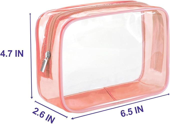 Clear Makeup Bag (4 Packs), TSA Approved Toiletry Bags for Traveling Small Size Cosmetic Storage Pouches for Women Organizer with Zipper (Set of 4 Clear Makeup Bag PVC)