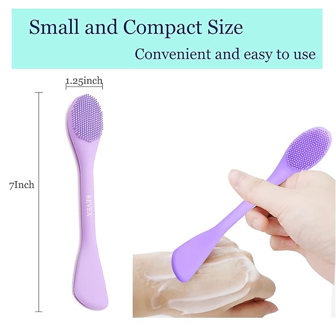 REVEX Pore Cleaning Brush,Face Scrubber,Exfoliating Pore Scrubber,2Pcs Silicone Face Mask Applicator,Mask Applicator Tool for Facial Mud,Face Brush for Women Men.(Pink+PurPle)