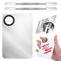 2 Pcs Makeup Mixing Palette with 2 pcs Foundation Spatula, Stainless Steel Cosmetic Makeup Palette Professional Nail Mixing Tray for Foundation, Lipstick, Nail Art and More