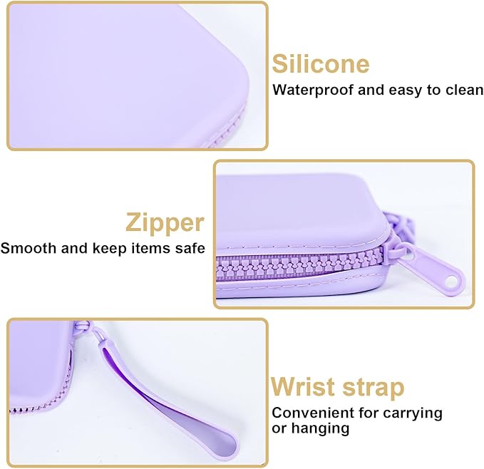 Silicone Period Bags, 2 Pcs Tampon Pouch with Zipper and Handle, Sanitary Napkin Holder for Purse, Keeping Discreet Feminine Products