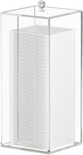 Acrylic Clean Pad Storage Box for Clean Skin Club, Cotton Pad Dispenser, Square Rounds Cotton Pad Holder (Pad Not Included) - Vertical with Lid