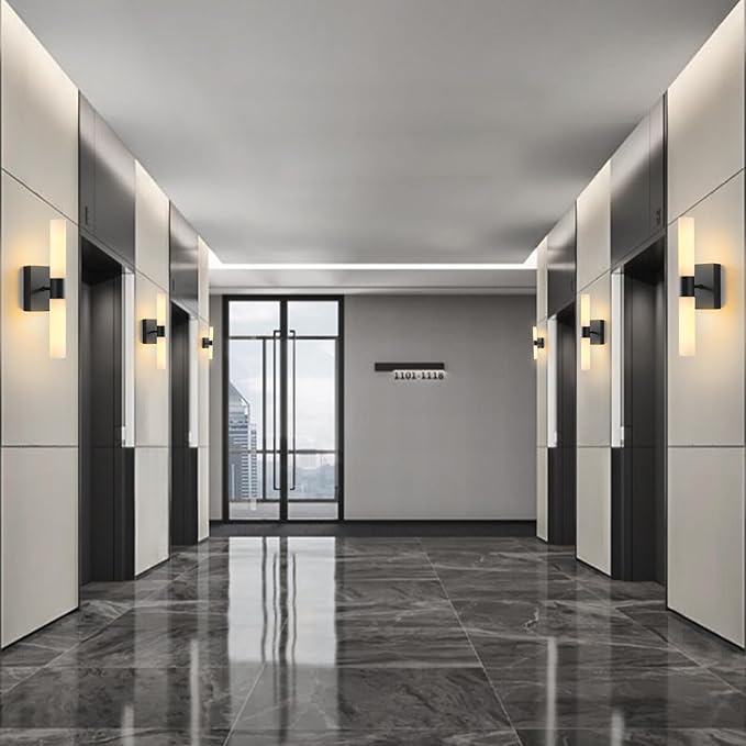 Wall Sconces Set of Two Matte Black Modern Bathroom Sconces Lighting Set of 2 Frosted Glass Shade Indoor Wall Lamp Wall Mounted Lights Metal Wall Light Fixtures for Living Room Stairs