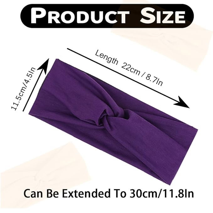 Kachanaa 6 Pcs Headbands for Women No-Slip Stretchy Boho Hair Bands Soft Cross Elastic Yoga Workout Running Thick Headbands for Women's Hair Accessories