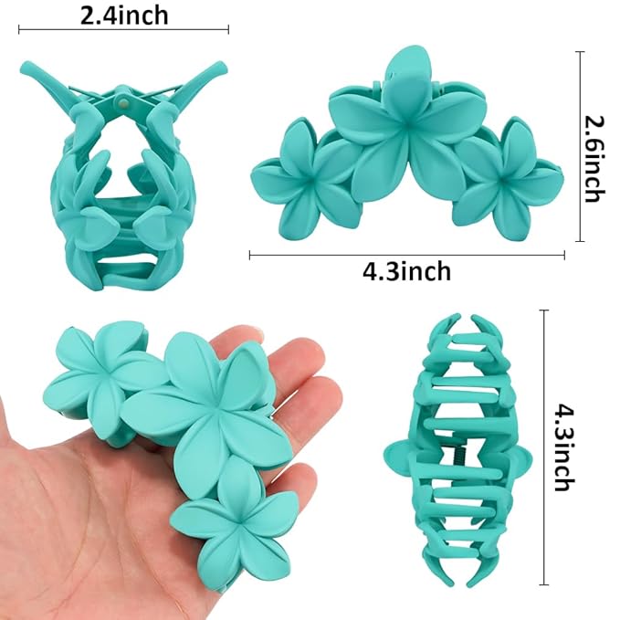 Ahoney 6PCS Flower Hair Clips for Women Strong Hold Nonslip, Big Flower Claw Clip for Thick Hair, Hawaiian Hibiscus Cute Hair Clips Beach Hair Accessories for Women Girls 12