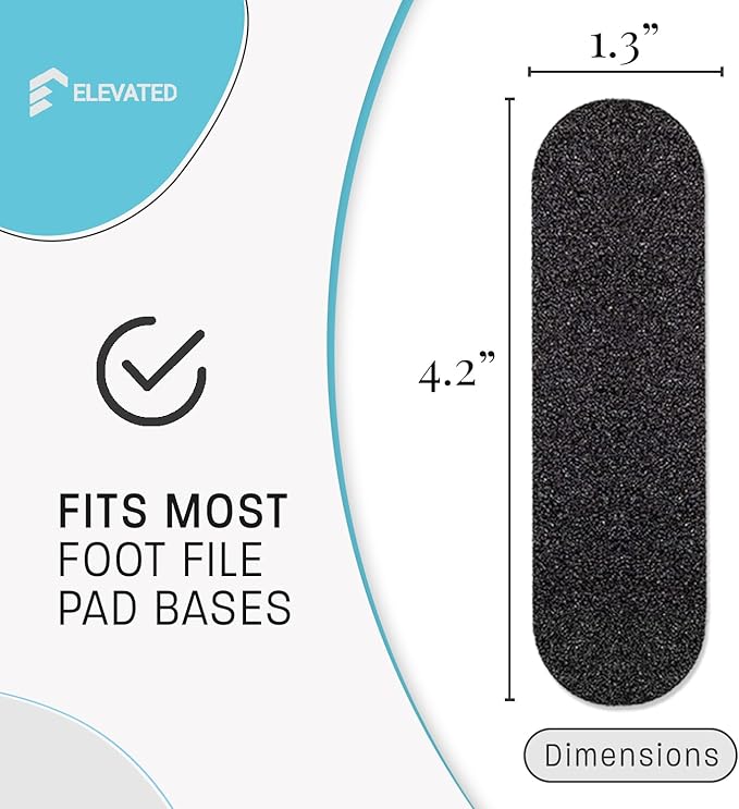 Professional Pedicure File Refills - Pack of 50 Foot File Replacement Pads - Black - Disposable Foot Files for Pedicures - Pedi Foot File Pads with Water Resistant Strong Adhesive (80 grit)