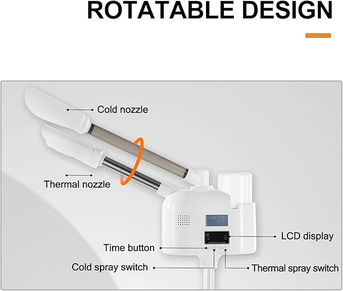 Artist hand Facial Steamer Professional 2 in 1 Hot and Cold Facial Steamer for Esthetician, Face Steamer for Facial Deep Cleansing, Fast Heating Moisturizing for Beauty Salon Spa Home Use