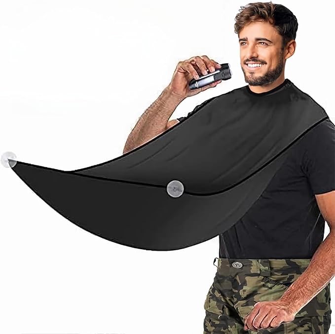 Beard Bib Apron, Beard Catcher with Suction Cups - Best Gifts for Him Men Dad Father Husband, Beard Trimmer Catcher