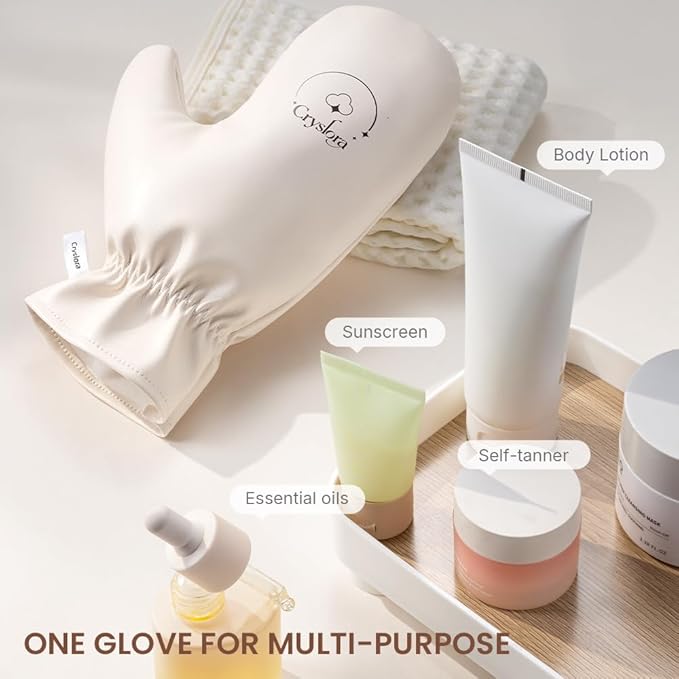 Lotion Applicator & Self Tanning Mitt - Reusable & Durable & No Absorption Glove for Even, Waste-Free Application of Lotions, Oils & Creams (Left and Right Hand Set)