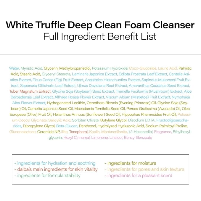 d'alba Piedmont Italian White Truffle Deep Foam Cleanser, Vegan Skincare, Gentle Foam Cleanser with White Truffles for All Skin Types, Safe for Sensitive Skin, Hypoallergenic