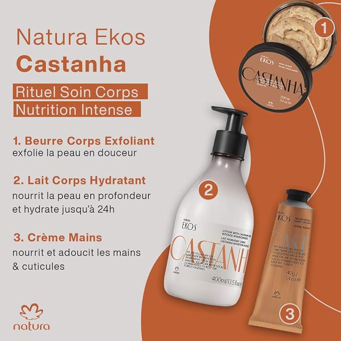 Natura Ekos Castanha Body Scrub – Exfoliating Sugar & Brazil-nut Oil Body Polish – 100% Vegan, Fair-Trade, Eco-Packaged – Dry & Sensitive Skin Moisturizer – Hydrating & Revitalizing, 7 oz (200 g)