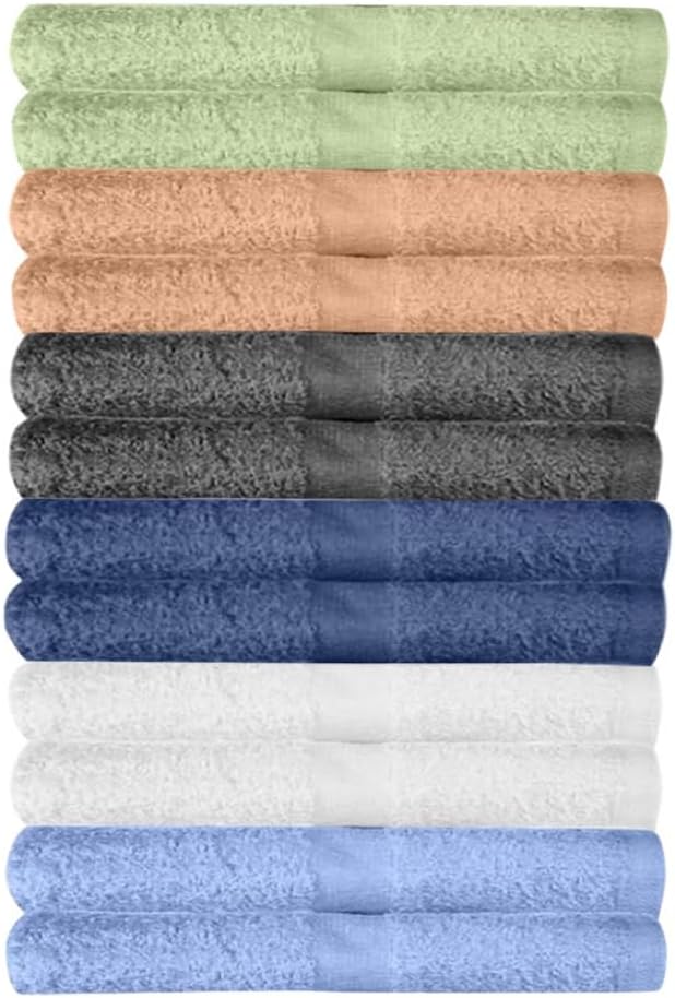 12 Pack Washcloths | Multicolour 100% Cotton Extra Absorbent Face Towels | Soft, Quick Dry Wash Cloths for Bathroom, Spa, Gym, Baby & Travel (12 Packs (12 x 12))