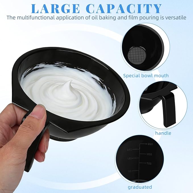 5pcs Hair Salon Dye Bowl Hair Dye Bowl Dying Mixing Tinting Mixing s with Handles DIY Makeup Making Black Plastic