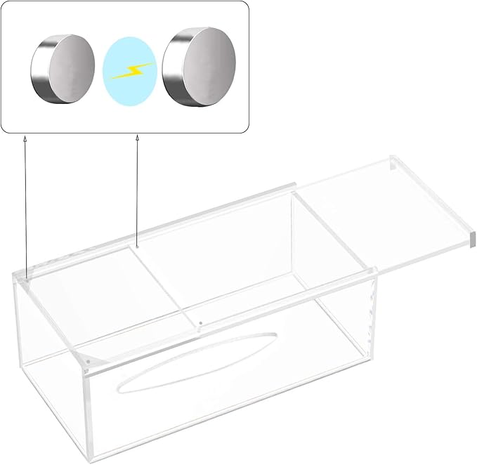 Clear Acrylic Tissue Box Holder, Rectangle Dispenser Tissue Box Cover for Bathroom, Bedroom Dresser, Countertop, Desk