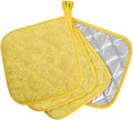 meioro 4-Pack Pot Holders for Kitchen High Heat Resistant Potholder, 100% Cotton Hot Pads, Quilted Terry Hot Pot Holder Set for Kitchens, Washable Trivet for Cooking and Baking 7x7 Inches (Yellow)