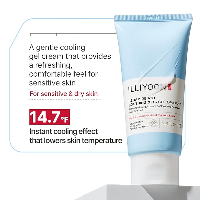 Illiyoon Ceramide Ato Soothing Gel - Vegan Facial Moisturizer for All Skin types, 5.9 Fl Oz (175ml)