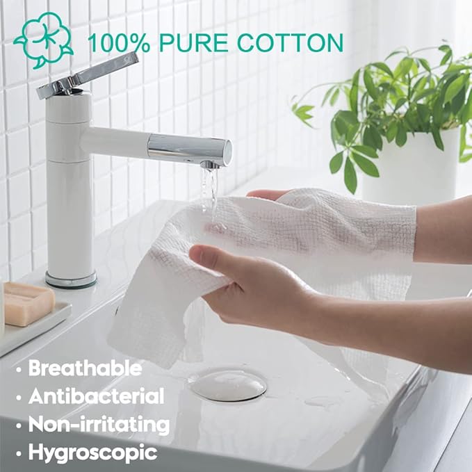 100 Pcs-Disposable Face Towels, Disposable wipe，Facial Cleansing Cloths & Towelettes，Disposable Cleansing Towels，Remover Dry Wipes, Ultra Soft，Soft & Skin Friendly Face Towelettes Disposable