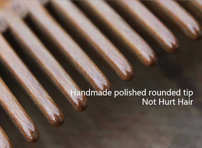 Hair Comb Wooden Wide Tooth Comb for Curly Hair Detangling Green Sandalwood Comb